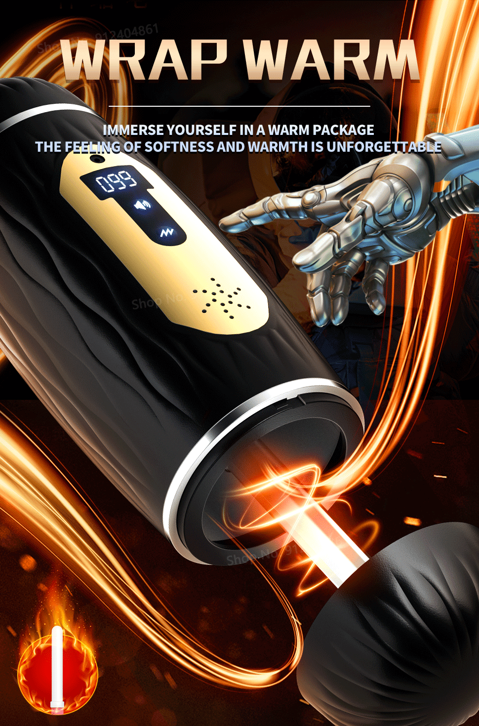Dual Channel Vibrating & Heating Male Masturbation Cup