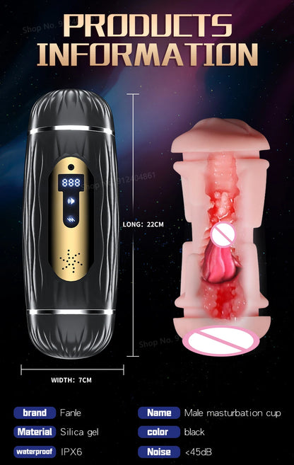 Dual Channel Vibrating & Heating Male Masturbation Cup