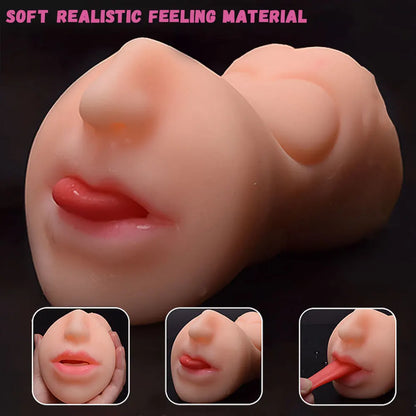 3 IN 1 Deep Throat Artificial Real Pussy Oral, Male Masturbator Blowjob Realistic Rubber Vagina